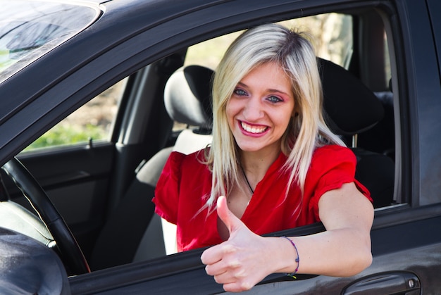 Young girl driving