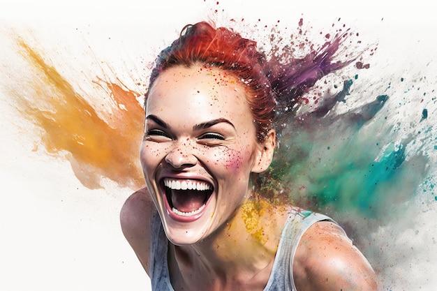 Young girl laughing out loud AI generated