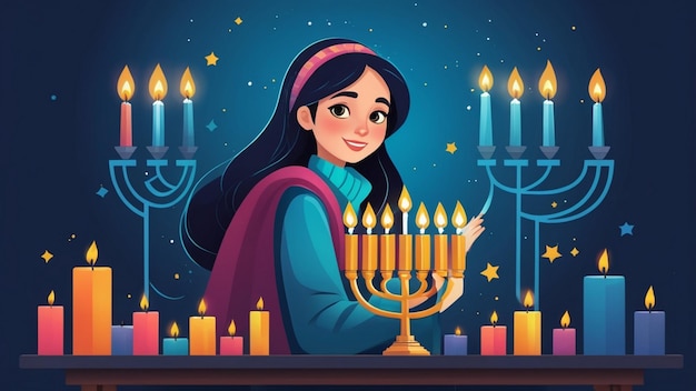 Young Girl Lighting Menorah for Hanukkah A Beautiful Tradition