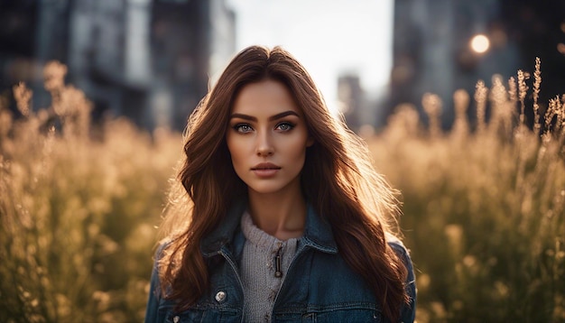 young girl portrait of a young woman street bokeh