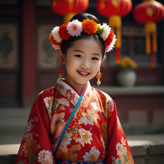 A young girl a radiant expression gracing her face steals the spotlight in this captivating photo