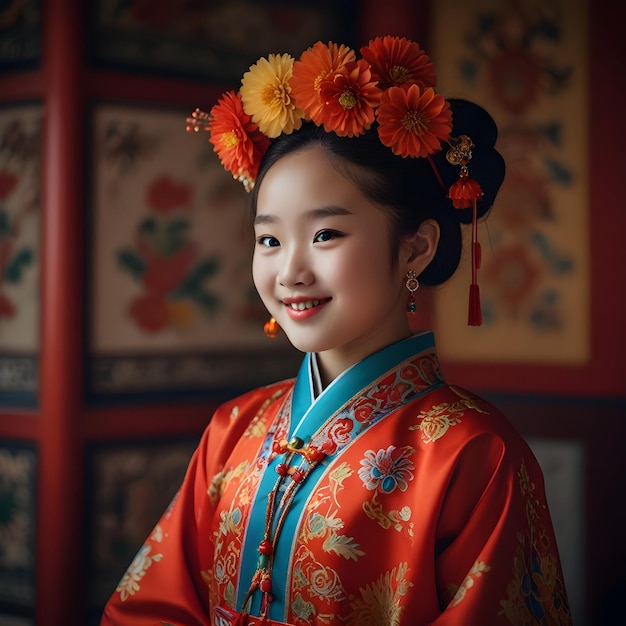 A young girl a radiant expression gracing her face steals the spotlight in this captivating photo