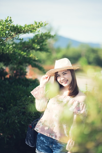 Young girl relax outdoors.