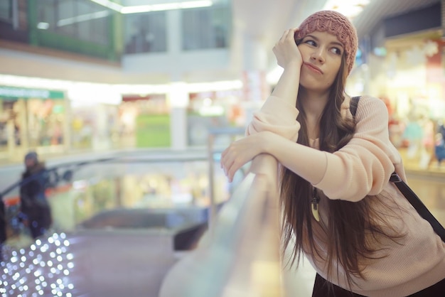 young girl's winter sale shopping center