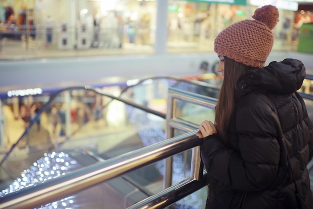 young girl's winter sale shopping center