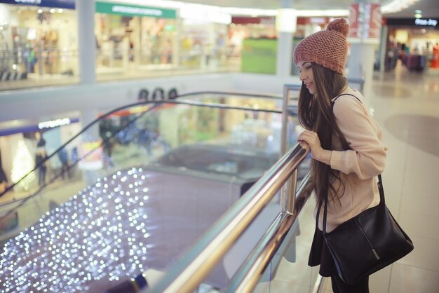 young girl's winter sale shopping center