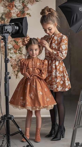 Young Girl Selecting and Arranging Fabrics