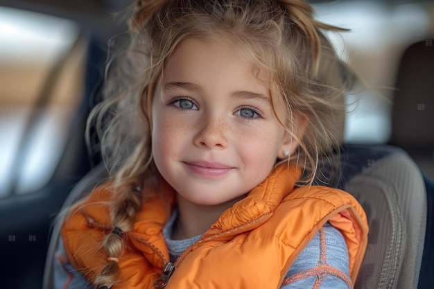 Young Girl Sitting in Car