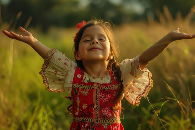 Young Girl Standing in Grass