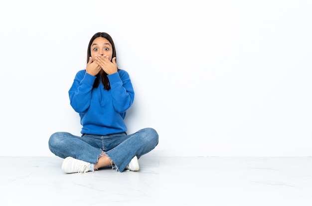 Young girl over wall