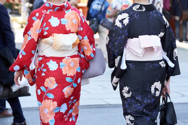 Young girl wearing Japanese kimono