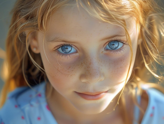 Young girl with blue eyes and red hair