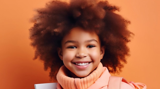 A young girl with a book on her head