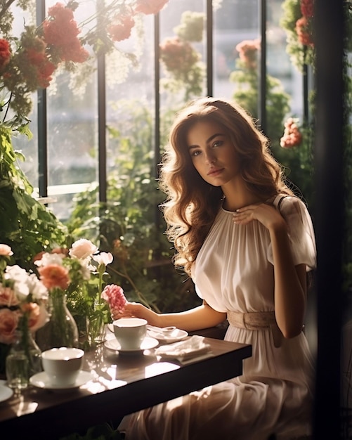 Young girl with cupe of coffee