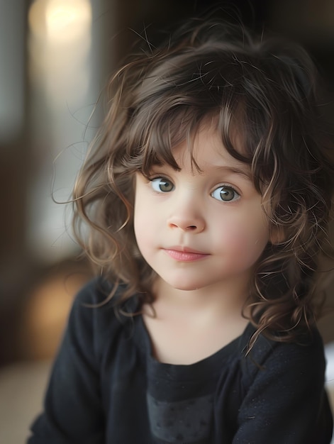 Young Girl with Curly Hair Lost in Thoughtful Reflection by Window