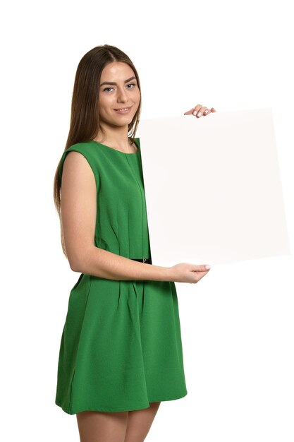 Young girl with empty sheet of paper