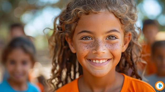 a young girl with freckles and freckles smiles