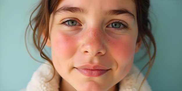 Photo a young girl with a freckles on her face