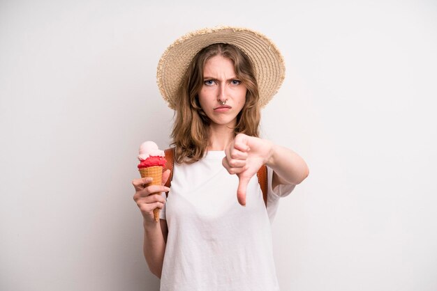 Young girl with an ice cream summer cocnept