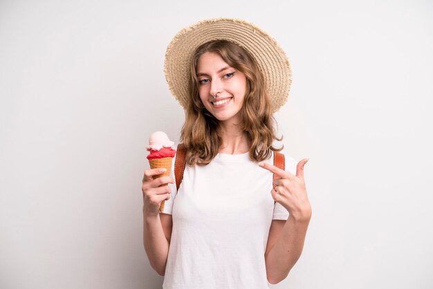 Young girl with an ice cream summer cocnept