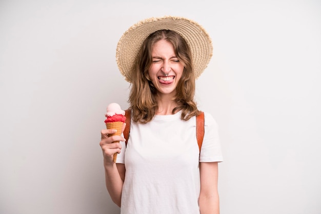 Young girl with an ice cream summer cocnept