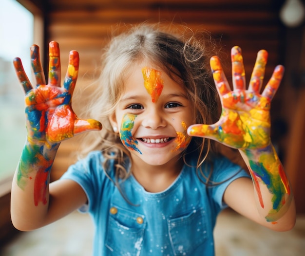 Young girl with paints