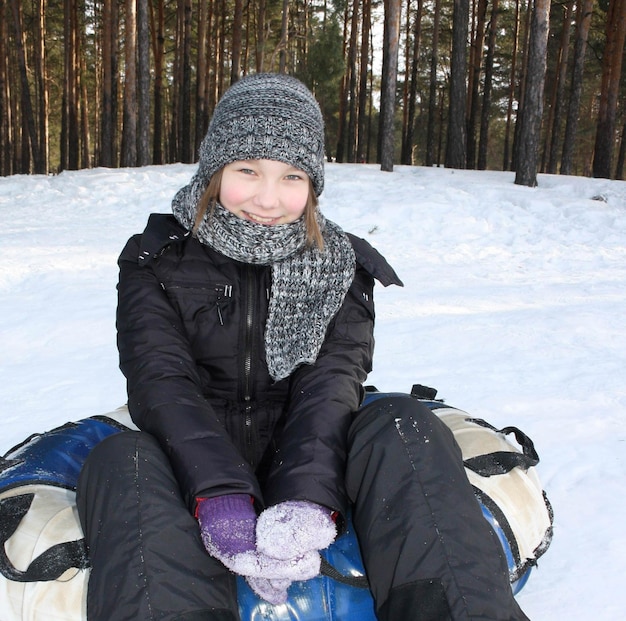 Young girl with tubing