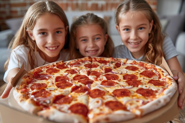 Young girls at pizza party