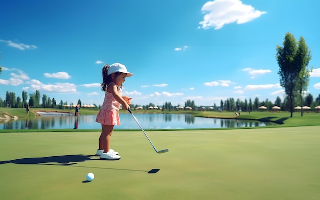 Young golf player kid