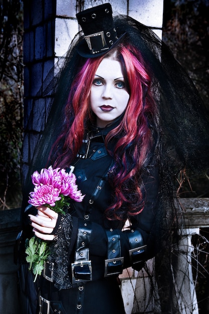 Young goth girl with a red hair