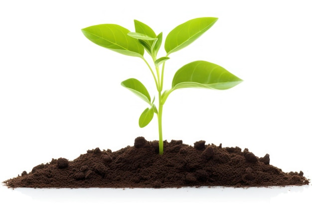 Young green plant in soil isolated on transparent or white background png ar 32 v 52 Job ID ef78a8852a5c484b9a06e62c2bc888c1