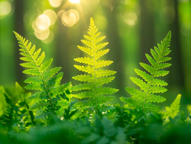 Young green shoots of ferns Close up Hawaiian Hapuu ferns shoots and leaves