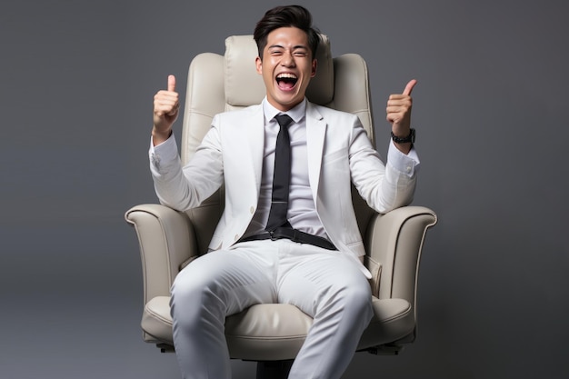 Young handome asian businessman smiling isolated in studio Created with Generative Ai Technology