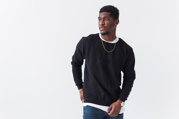 young handsome African man wearing sweatshirt