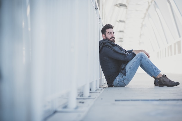 young handsome attractive bearded model man