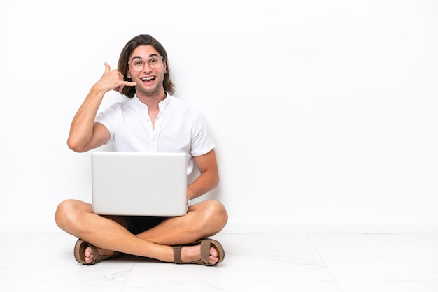 Young handsome man over isolated background