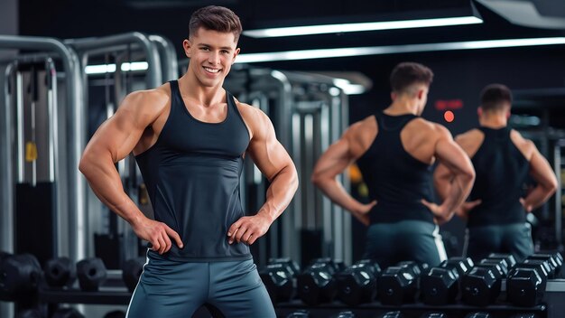 Young handsome man in sportswear at the gym