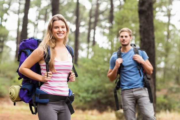 Young happy hiker couple 