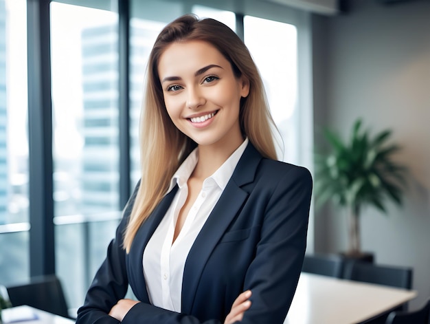 Young happy pretty smiling professional business woman happy confident positive female entrepreneur