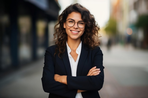 Young happy pretty and smiling professional businesswoman Generative Ai