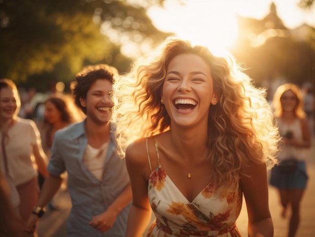 young happy smiling friends having fun on a sunny day in the park young happy smiling friends h