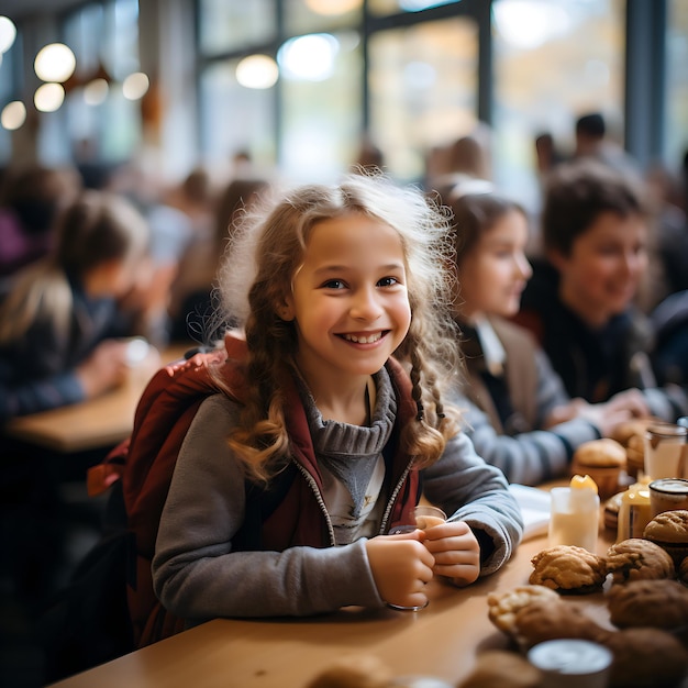 Young Happy Students in School Classrooms and Hallways