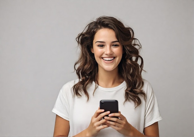 Young Happy woman using cell phone