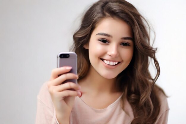 Young Happy woman using cell phone