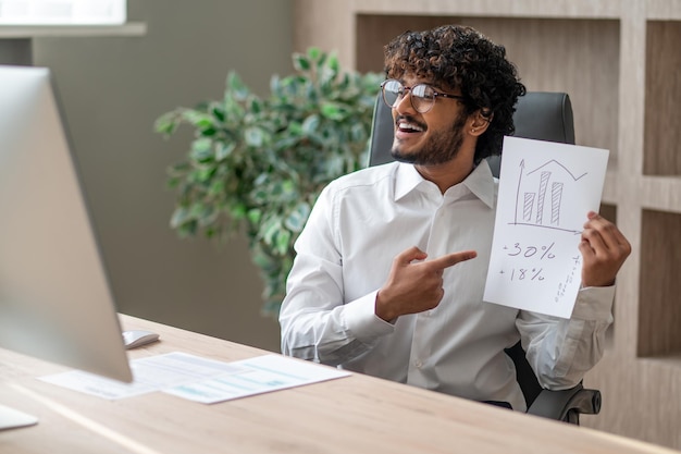 Young indian businessman sitting in the office