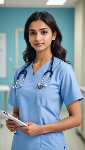 Photo a young indian nurse