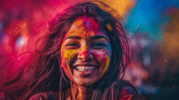 Young Indian woman celebrating holy festival