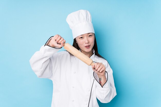 Young japanese chef woman cooking