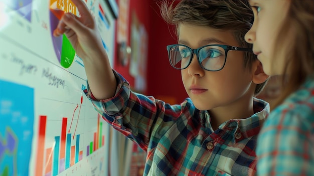 Young Kids Analyzing Data on a Whiteboard