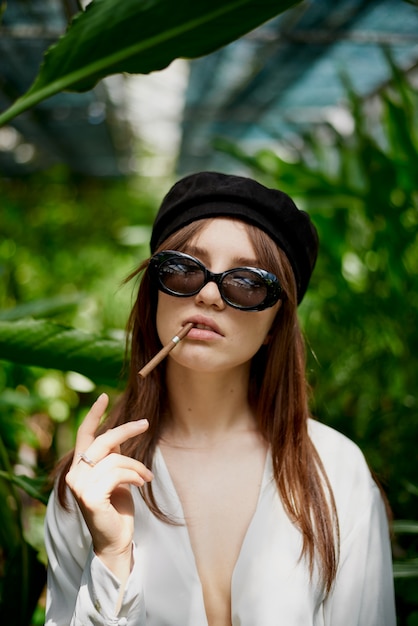 Young lady smoking cigarette